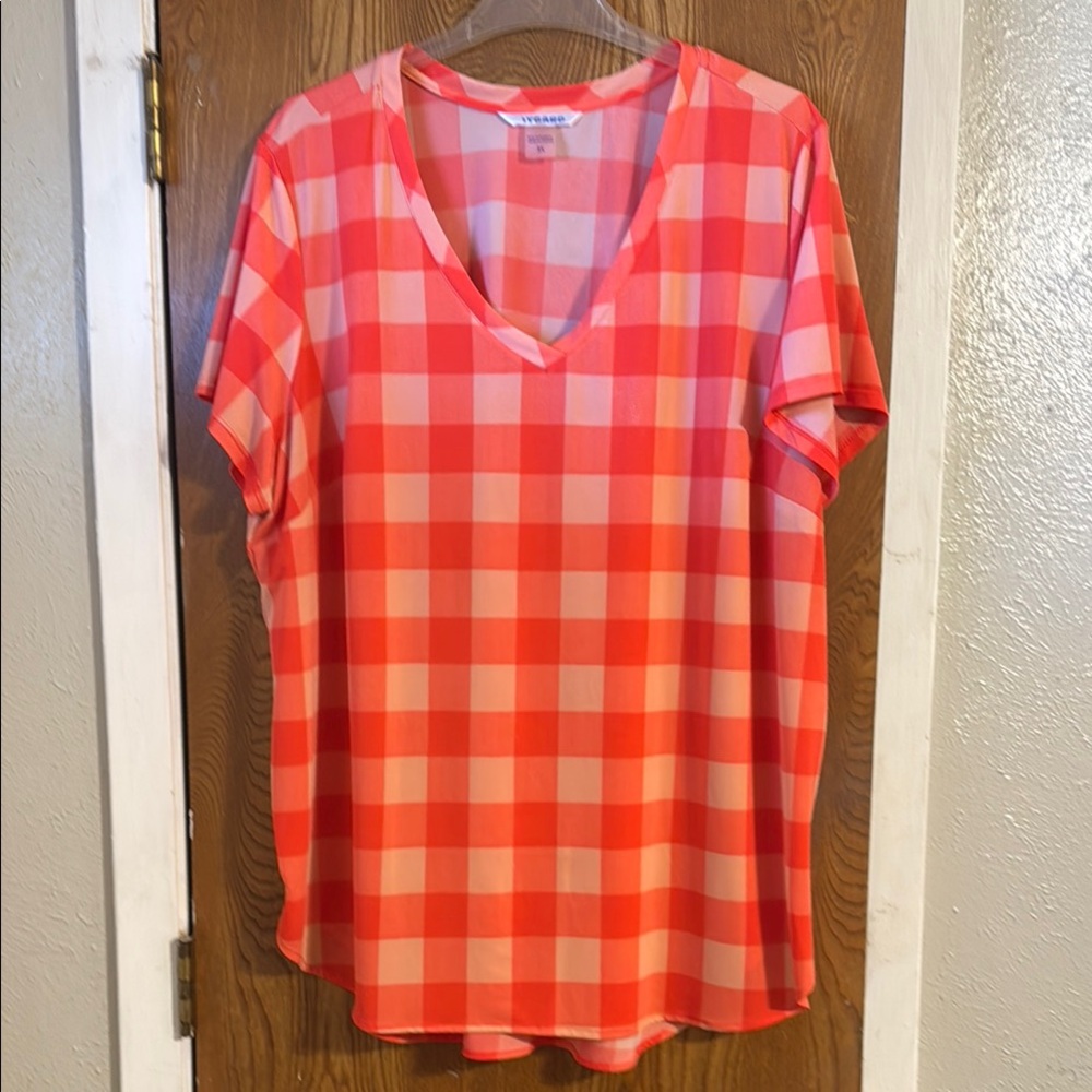 Peter Nygard Red and Orange Boxy Blouse